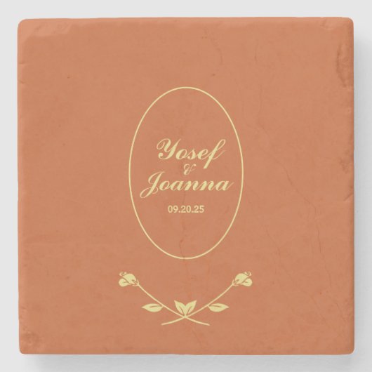 Trouw met Terracotta en Goud Stenen Onderzetter (Voorkant)