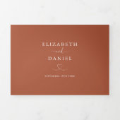 Trouw met Terracotta Hart Script Drieluik Uitnodiging (Cover)