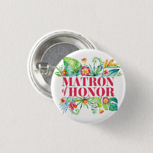 Trouw met tropische bestemming ceremoniemeester ronde button 3,2 cm