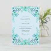 Trouw met Turquoise Blad Kaart (Staand voorkant)