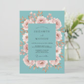 Trouw met turquoise champagne schildering kaart (Staand voorkant)