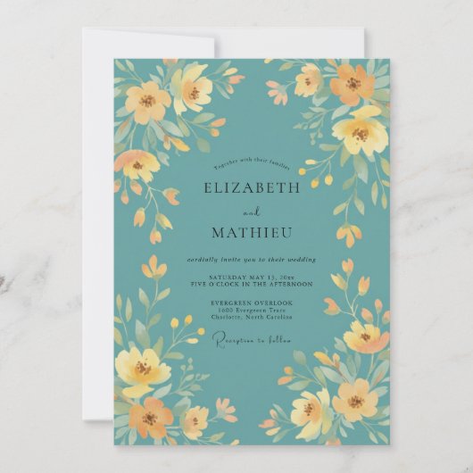 Trouw met turquoise goud schildering kaart (Voorkant)
