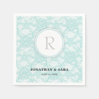 Trouw met Turquoise Kanten Monogram
