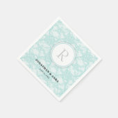 Trouw met Turquoise Kanten Monogram Servetten (Hoek)