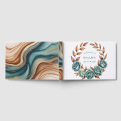 Trouw met Turquoise Rozen en Koperen Bladeren Gastenboek (Volledig)