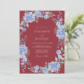 Trouw met verfijnde scharlaken bloemen kaart (Staand voorkant)