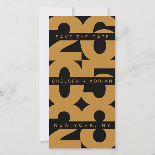 Trouw met vette zwarte goud typografie save the date (Voorkant)