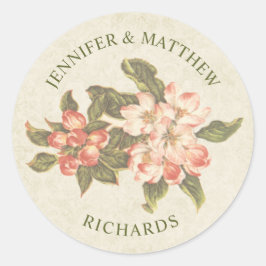Trouw met Vintage Appelbloesem | Naam Ronde Sticker