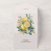 Trouw met vintage aquarel zomer citrus all in one uitnodiging (Buitenkant)