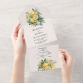 Trouw met vintage aquarel zomer citrus all in one uitnodiging (Afscheurbaar)
