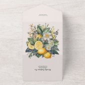 Trouw met vintage aquarel zomer citrus motief all in one uitnodiging (Buitenkant)