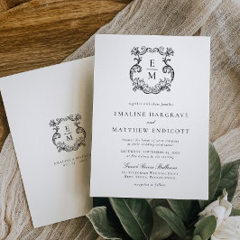 Trouw met vintage barok monogram wapen kaart