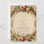 Trouw met Vintage Barokroos Save The Date (Voorkant)
