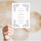 Trouw met Vintage Blauwe Bloemen Kaart