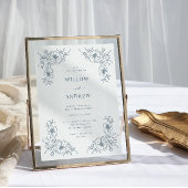 Trouw met Vintage Blauwe Bloemen Kaart