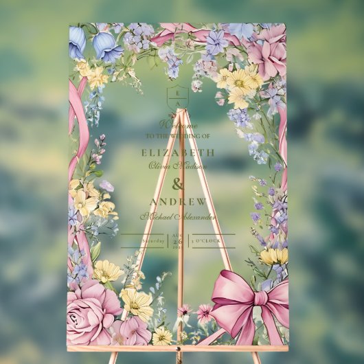 Trouw met vintage bloemenframe acryl bord (Neutraal)