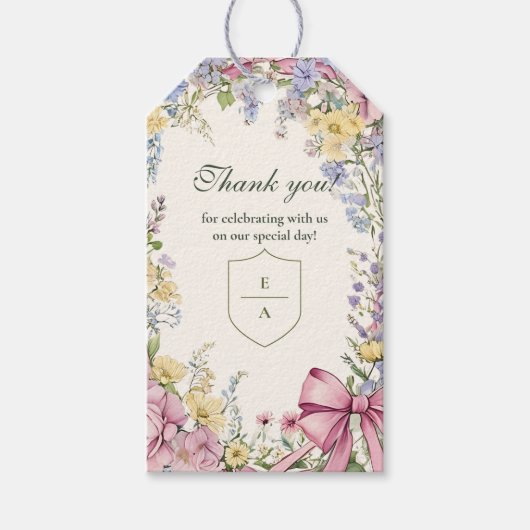 Trouw met vintage bloemenframe cadeaulabel (Voorkant)
