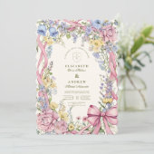 Trouw met vintage bloemenframe kaart (Staand voorkant)