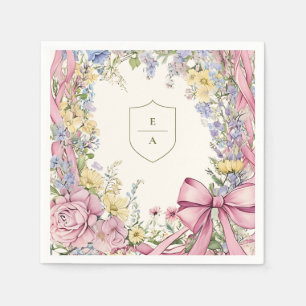 Trouw met vintage bloemenframe servet