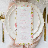 Trouw met vintage bloempatroon menu