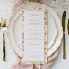 Trouw met vintage bloempatroon menu