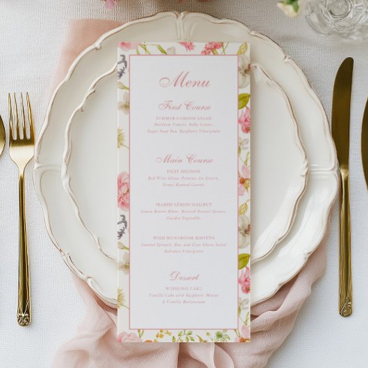 Trouw met vintage bloempatroon  menu