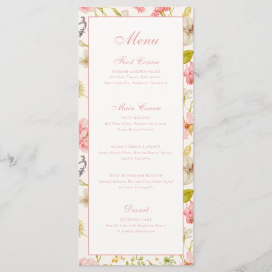 Trouw met vintage bloempatroon menu (Voorkant)