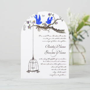 Trouw met Vintage Bluebirds Koninklijk Blauwe Bloe Kaart