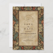 Trouw met Vintage Botanische Bladeren Save The Date (Voorkant)
