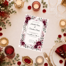 Trouw met vintage Bourgondische bloemen