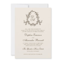 Trouw met vintage bruine bloemige monogram wapensc
