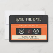 Trouw met vintage cassettereband save the date (Voorkant)