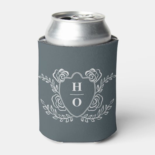 Trouw met Vintage Crest Monogram Blikjeskoeler (Blikje Voorkant)