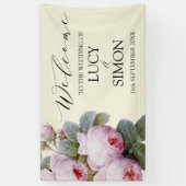 Trouw met Vintage Franse Rozen Spandoek (Verticaal)