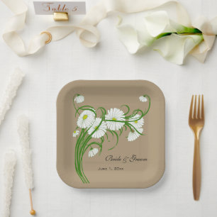 Trouw met Vintage Gerber Madeliefjes Bloemen Papieren Bordje