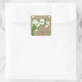 Trouw met Vintage Gerber Madeliefjes Bloemen Vierkante Sticker