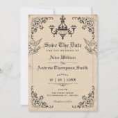 Trouw met vintage gotische boog save the date (Voorkant)