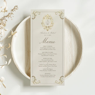 Trouw met vintage gouden barok menu