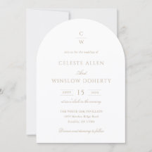Trouw met vintage gouden monogram klassiek modern