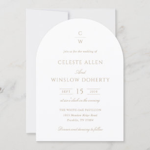Trouw met vintage gouden monogram klassiek modern kaart