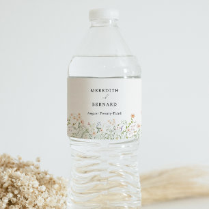 Trouw met Vintage Landelijke Wilde Bloemen Waterfles Etiket