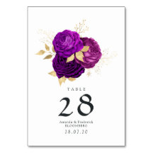 Trouw met vintage paarse en gouden bloemen