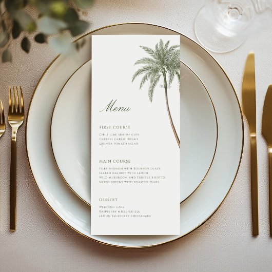 Trouw met vintage palmbomen menu
