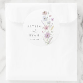 Trouw met Vintage Pastel Wilde Bloemen Ronde Sticker