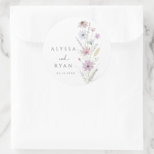 Trouw met Vintage Pastel Wilde Bloemen Ronde Sticker