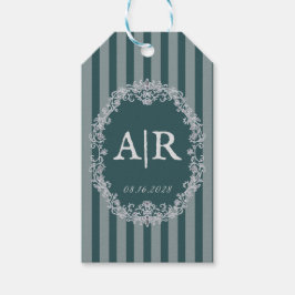 Trouw met Vintage Romantische Bloemige Monogram Cadeaulabel