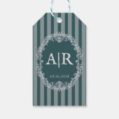 Trouw met Vintage Romantische Bloemige Monogram Cadeaulabel (Achterkant)