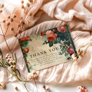 Trouw met Vintage Roos Frame Botanische Stijl Bedankkaart