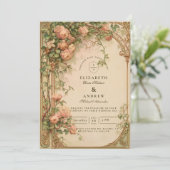 Trouw met vintage roosboog kaart (Staand voorkant)