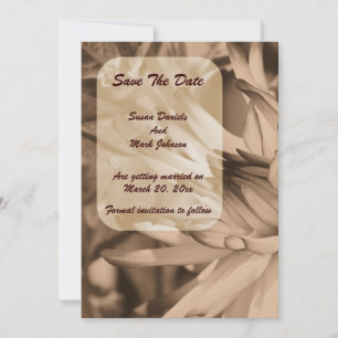 Trouw met Vintage Sepia Dahlia Bloem Save The Date